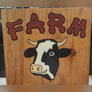 Rustic Farm Wall Decor with Cow Design